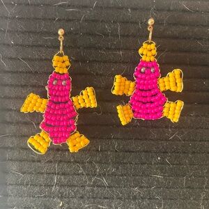 Pink and Yellow PLATYPUS Beaded Earrings